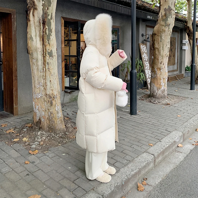ピンクのフード付きロングパーカー女性韓国フェイクカラーパファージャケット冬のファッションダウンコートレディース暖かい綿パッド入りアウターウェア