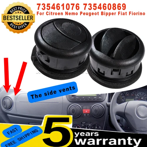 Imagen 1 del producto Nuevo 735461076 para Citroen Nemo Peugeot Bipper Fiat Fiorino tablero frontal ventilación lateral rejilla de calefacción de CA 735460869 accesorios de coche