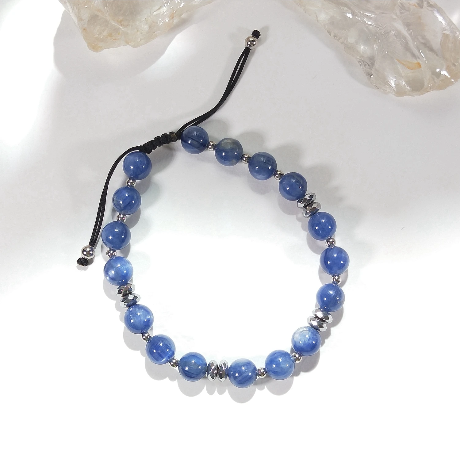 Lii Ji Natural Kyanite 8mm Adjustable Bracelet for Male Jewelry