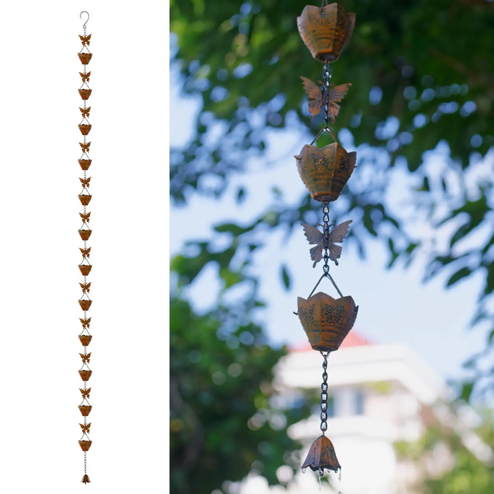 

Small Butterfly Rain Chain for Gutters Collector Easy to Install Butterfly Decor for Awnings Gazebos Backyard Outdoor Roofs