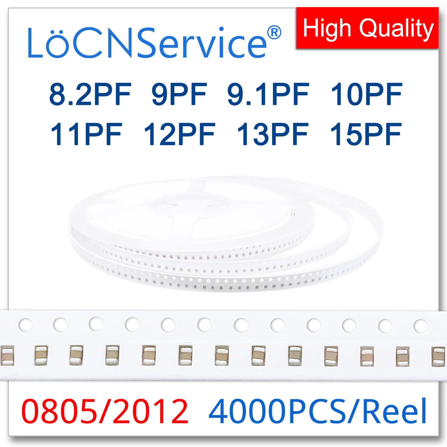 LoCNService SMD-Kondensatoren 4000 Stück 0805 2012 COG/NPO RoHS 50 V 0,5 % 5 % 8,2 PF 9 PF 9,1 PF 10 PF 11 PF 12 PF 13 PF 15 PF Hohe Qualität