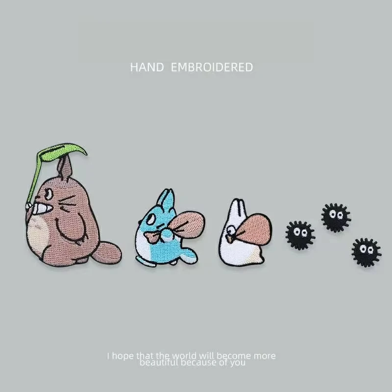 Chat de dessin animé brodé auto-adhésif, sans repassage, vêtements faits à la main, accessoires pour vêtements, Design d'animaux ludiques