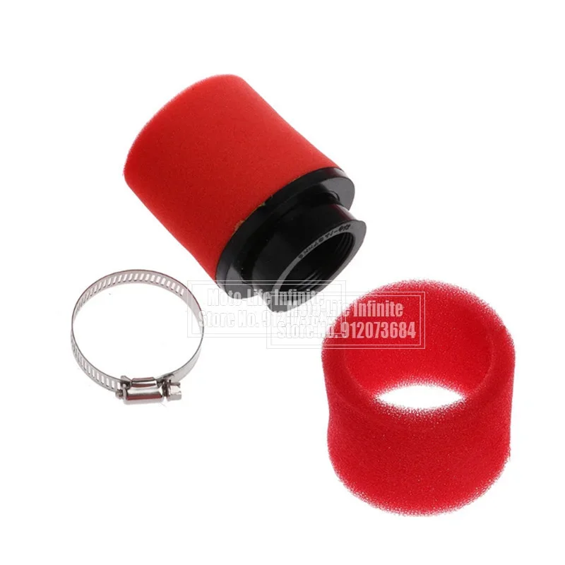 Motorcycle  Air Filter Straight Neck Sponge Cleaner Moped For ATV Dirt Pit Bike Scooter Red/Black 35/38/40/42/45/48mm