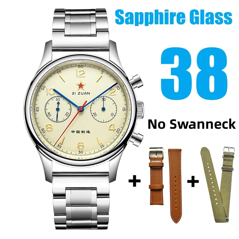 SEAKOSS 1963 Chronograph 40mm 38mm Sapphire Original Seagull ST1901 Movement With Gooseneck Pilot Men's Mechanical Watch image 3