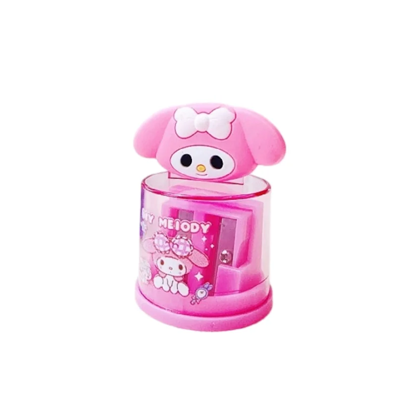 Kawaii My Melody Hello Kitty potloodslijper met dubbele opening, een draagbare, kleine potloodslijper voor kinderen, ideaal als schoolspullen.