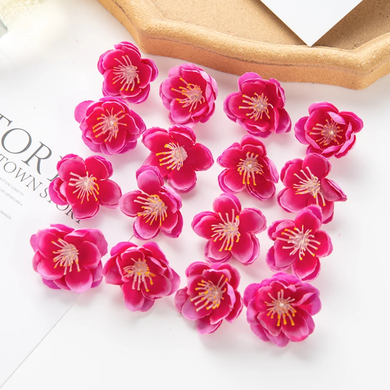 100 Stück 3CM Künstliche Blumen für Scrapbooking, Kirschblüten, DIY-Geschenke, Süßigkeitenbox, Hochzeit, Garten, Rosenbogen, Heimdekoration, Valentinstagskranz – Detail 3