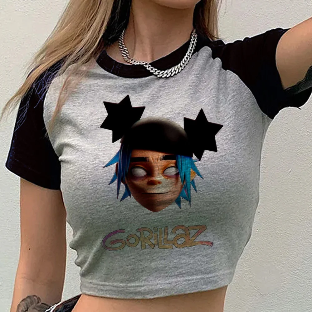 Gorillaz crop top ladies cheap dollette 2000s kawaii top tees kawaii harajuku japan party baddie