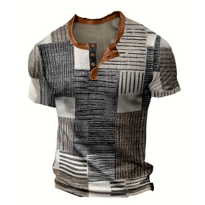 

New Summer Men's T-shirt Printed Pattern Short-sleeved Casual Loose V-neck Men's Tops Fashion Short-sleeved Men's Shirts S-2XL