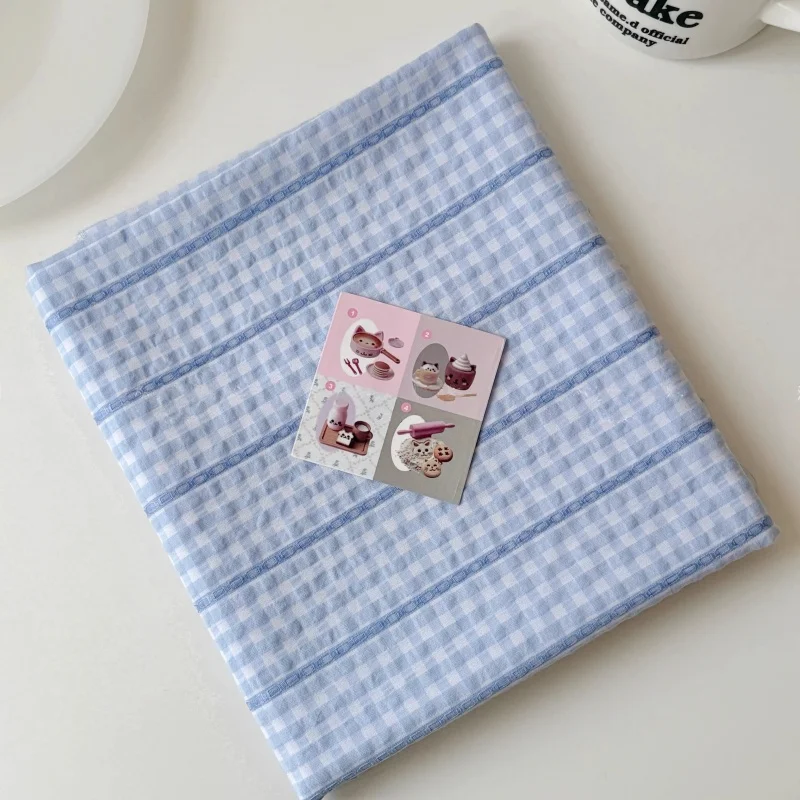 

Blue and white checkered jacquard hairband children's DIY fabric cute style baby dress with checkered fabric