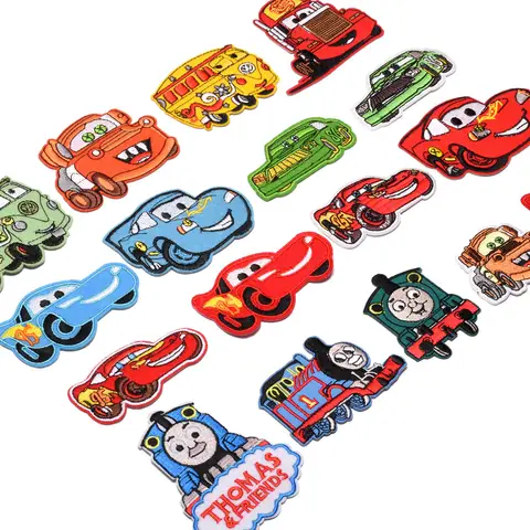1-23Pcs Cartoon Miniso Disney Cars Iron On Patches For Clothing Embroidery Stripe On Clothes Cute DIY Applique Badge Repair Hole
