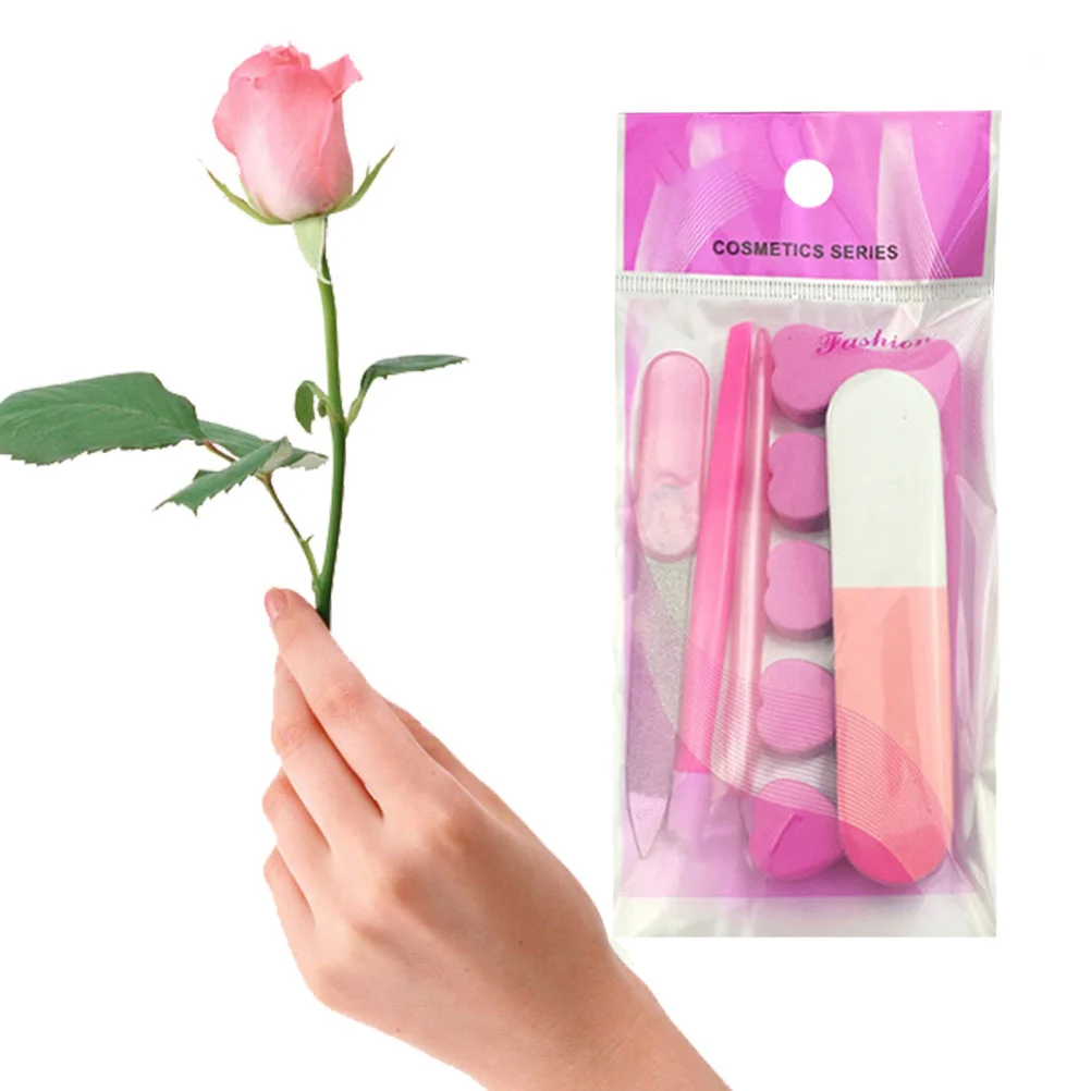 5개입 매니큐어 세트 네일 아트 도구 천연 아크릴 손톱용 홈 살롱용 페디큐어 키트 버퍼 파일 스틸 푸셔 폼 블록