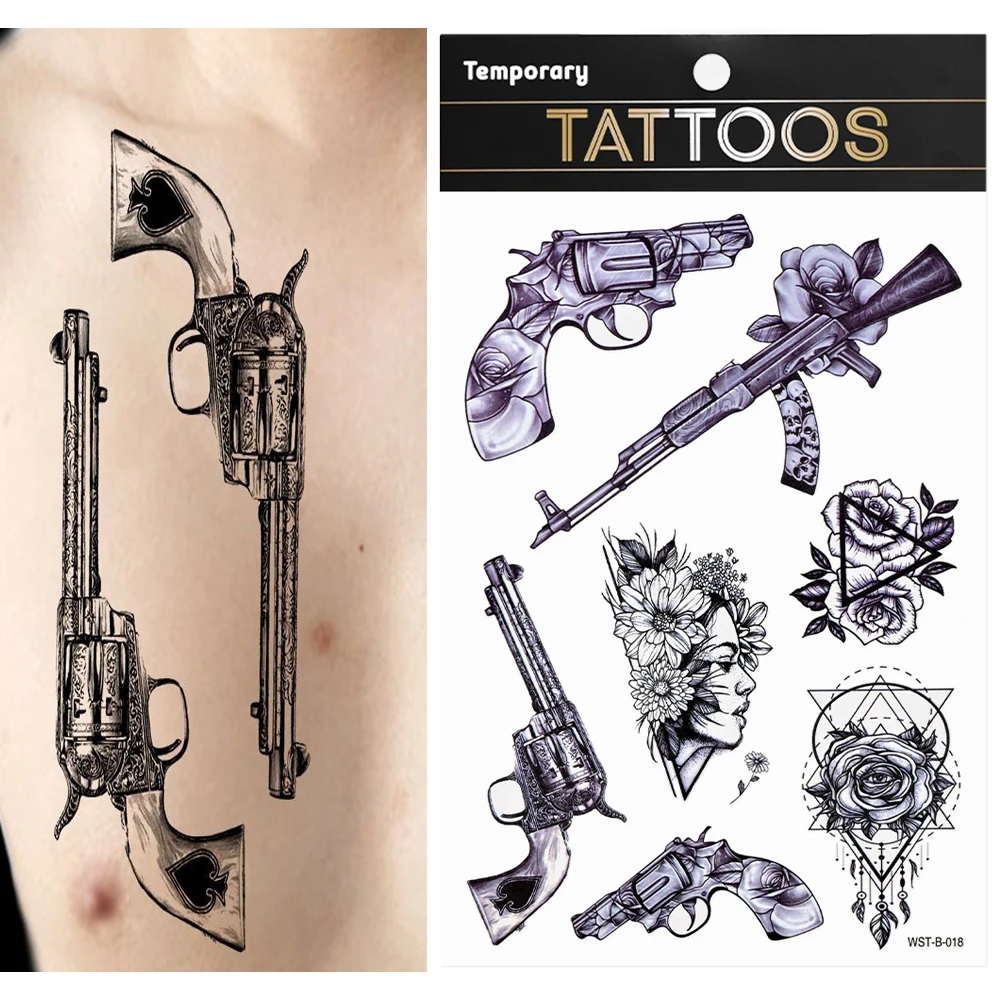 Tatuajes Temporales impermeables para hombres y mujeres, pegatina de tatuaje falso, arte de transferencia negra, cuerpo, brazo, bosque, León, Tigre, oso