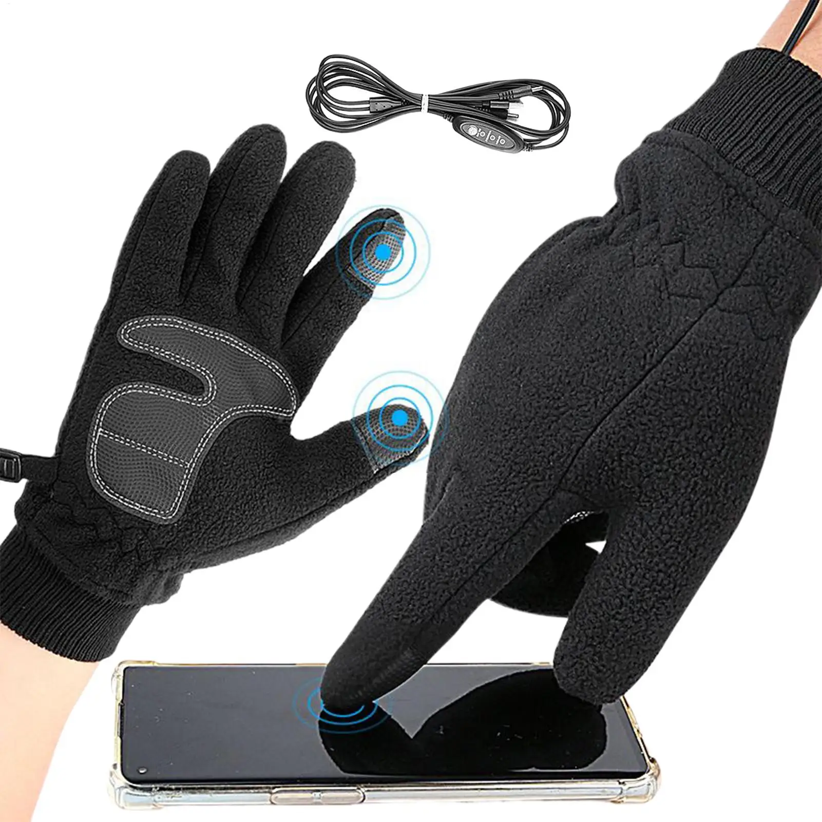 

Перчатки с USB-подогревом, зимние перчатки с USB-подогревом, сенсорный экран, 1 пара ветрозащитных варежек, спортивная одежда для холодной погоды для мужчин и женщин