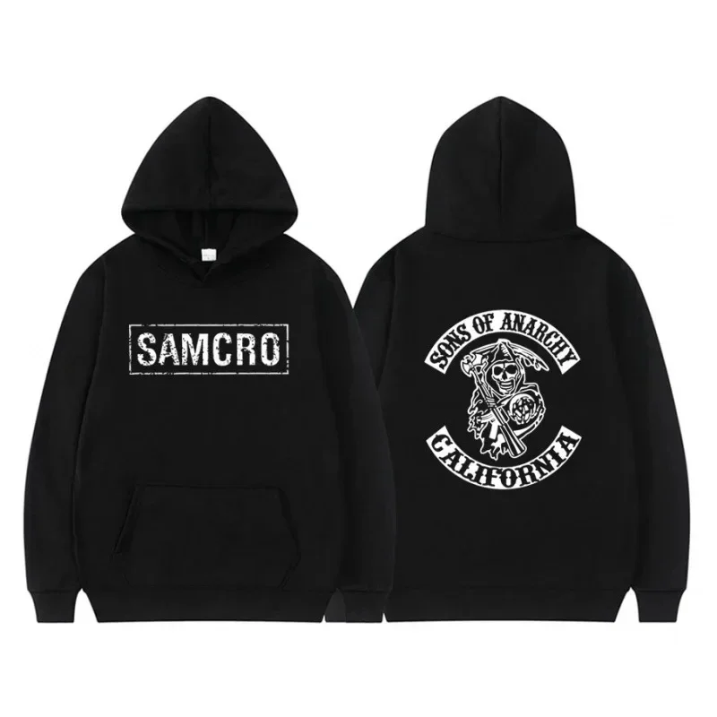 

LE 2024 New Printed Pullover Sweatshirt, Anarchy Son SAMCRO, Double sided Printed Street Apparel Skull Head