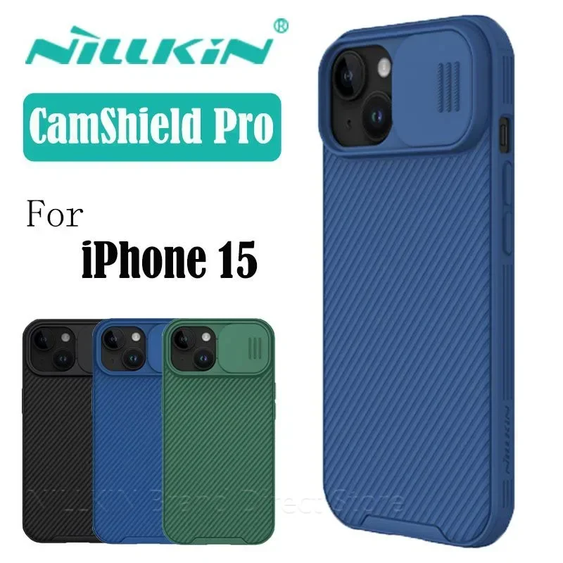 Nillkin CamShield Pro Case for iPhone 15, Slide Lens, Drop-resistant Bumper, Camera Protection, TPU+PC Airbag, Plain Back Cover