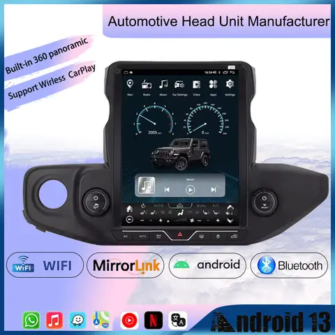 Jeep Wrangler Gladiator 2018 2019 – 2022 Android 13 무선 CarPlay 차량용 멀티미디어 플레이어 스테레오 수신기 라디오 GPS 4G WIFI
