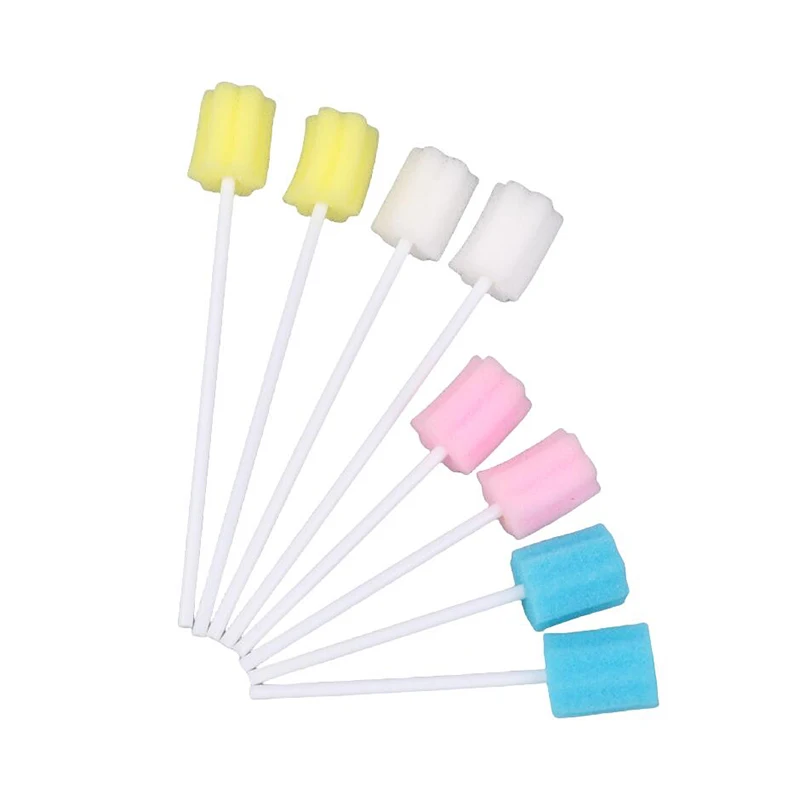 100Pcs Tooth Cleaning Mouth Swabs With Stick Sponge Head Cleaning Cleaner Swab Disposable Oral Care Sponge Swab