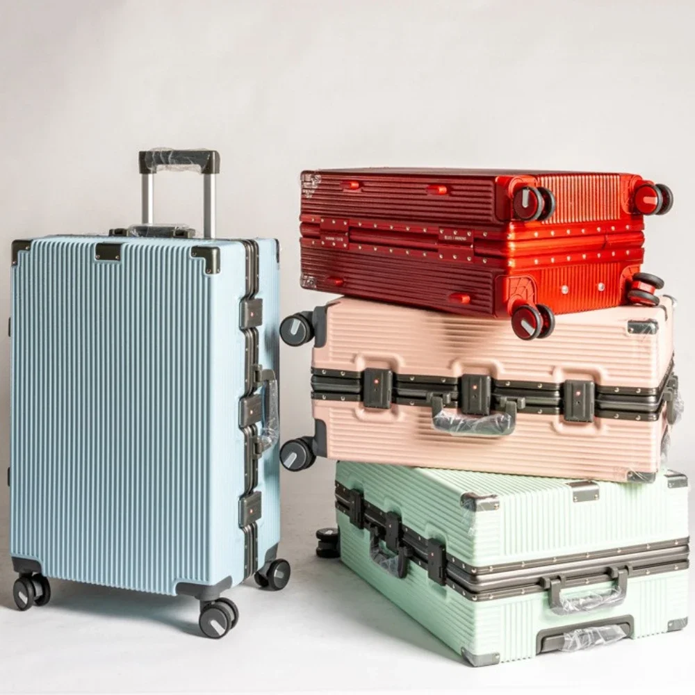 Aluminum Frame Luggage Suitcase Trolley Case Universal Wheels Large Capacity Travel Case 20 22 24 26 Inch Boarding Case Trunk