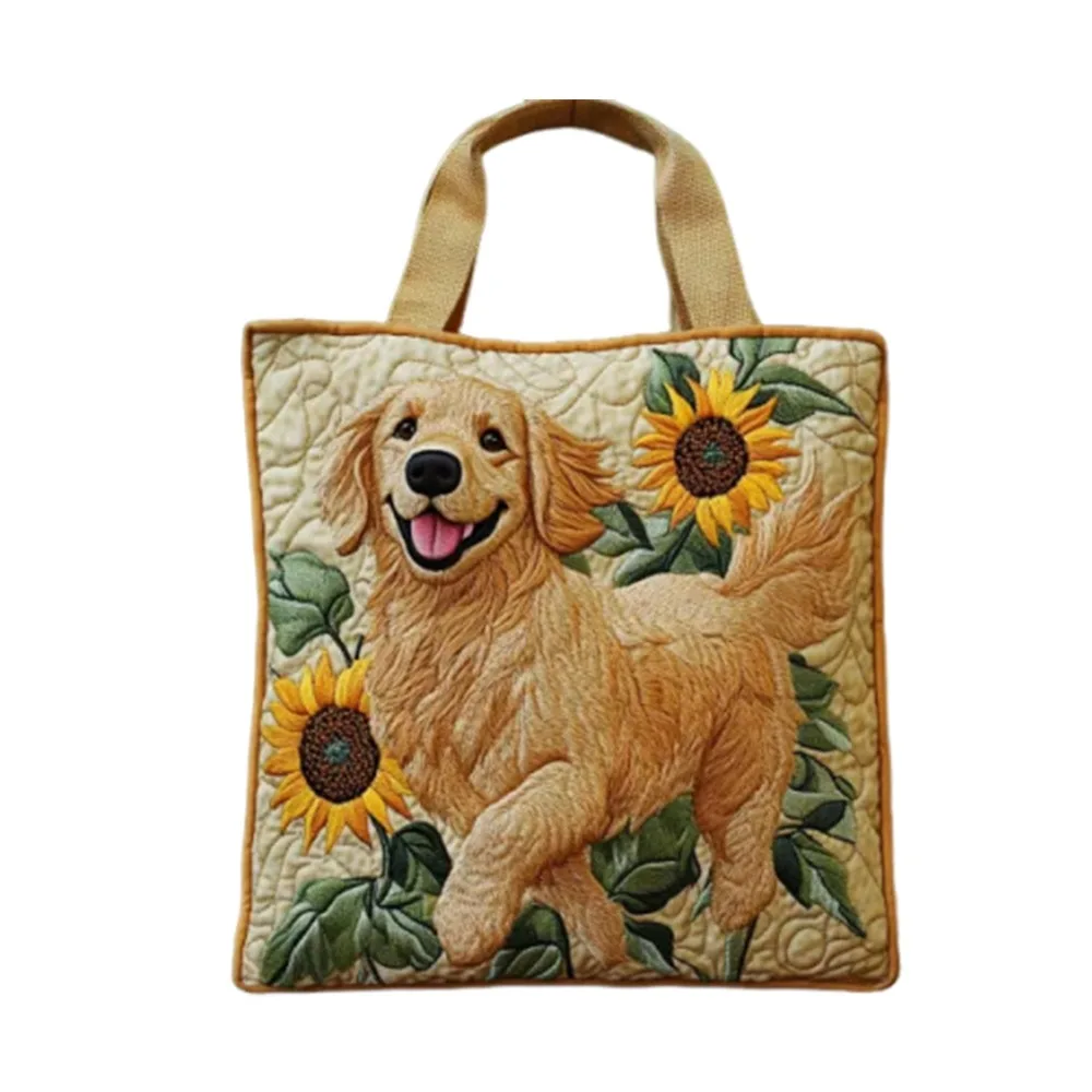 

Fashion Vintage Quilted Tote Bag 3D Printed Patterns Lightweight Shoulder Bag Large Capacity Cotton Travel Handbag Casual