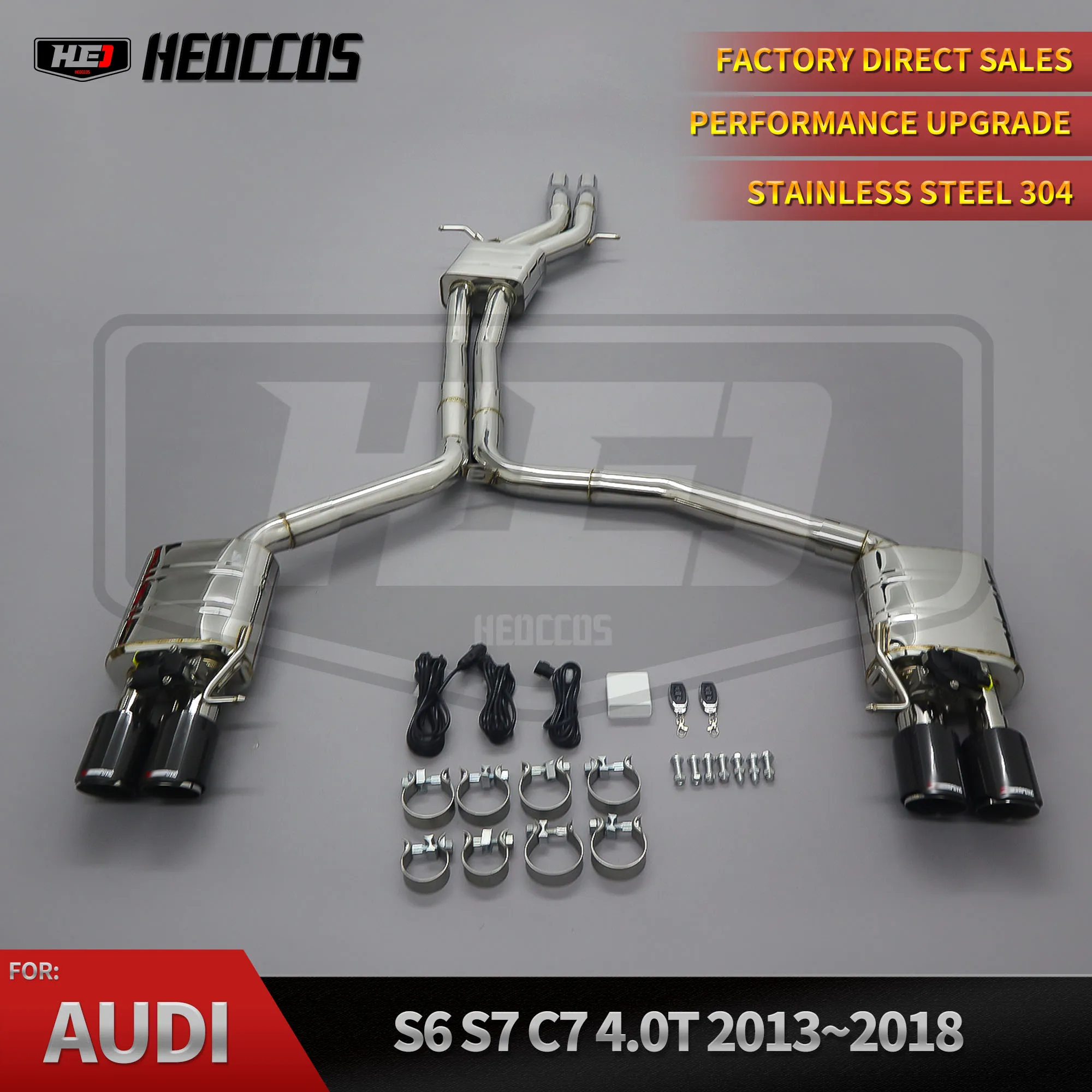 HEO Stainless Steel Valved Catback Complete Unit For Audi S6 S7 S8 C7 4.0T Factory Direct Vehicle Exhaust Hardware