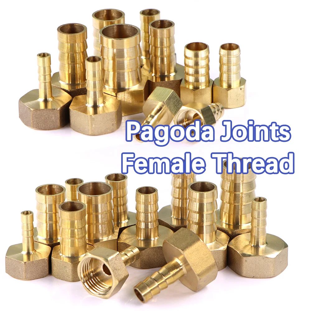 

6-19mm 1/8" 1/4" 3/8" 1/2" 3/4" Brass Hose Adapter Pipe Fitting Hexagon Pagoda Joints Female Thread Coupler Fuel Water Gas Oil