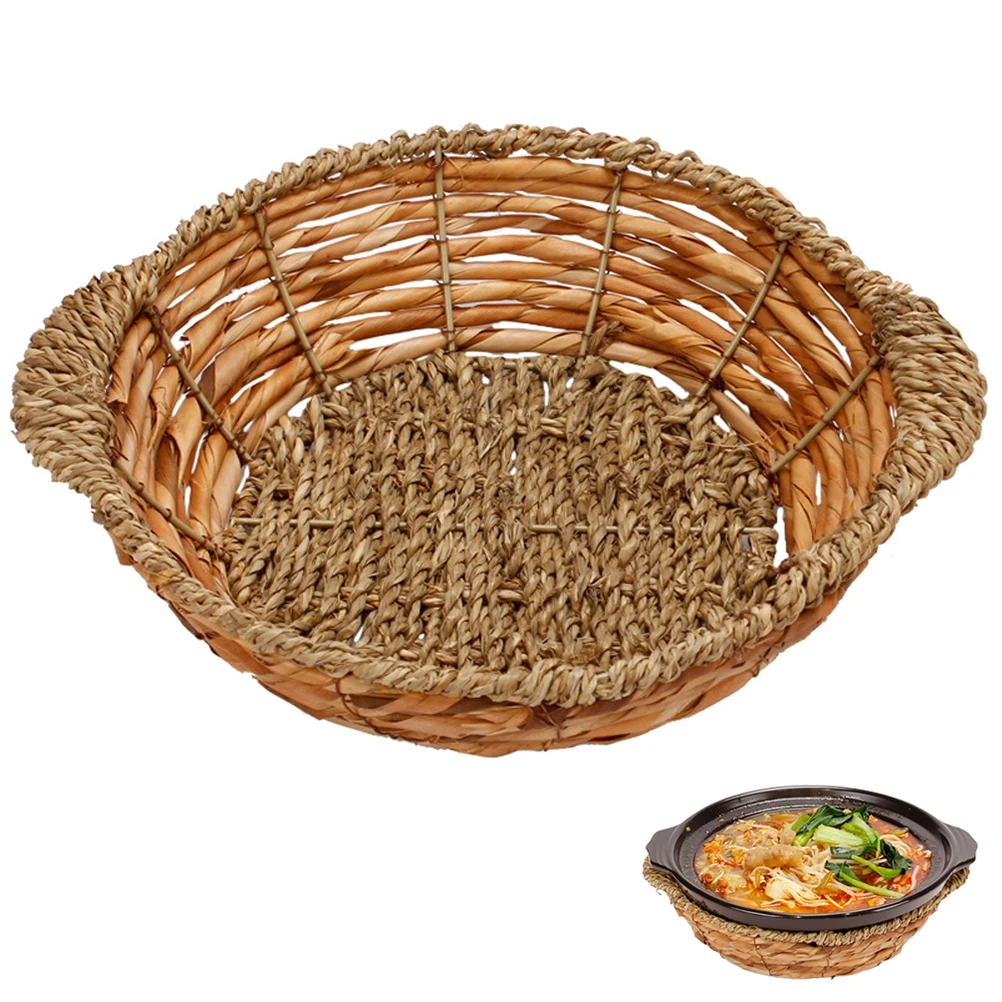 Wicker Straw Mat 18x6cm Heat Insulation Casserole Pad Kitchen Woven Mat Tableware Holder Stone Pot Basket Storage