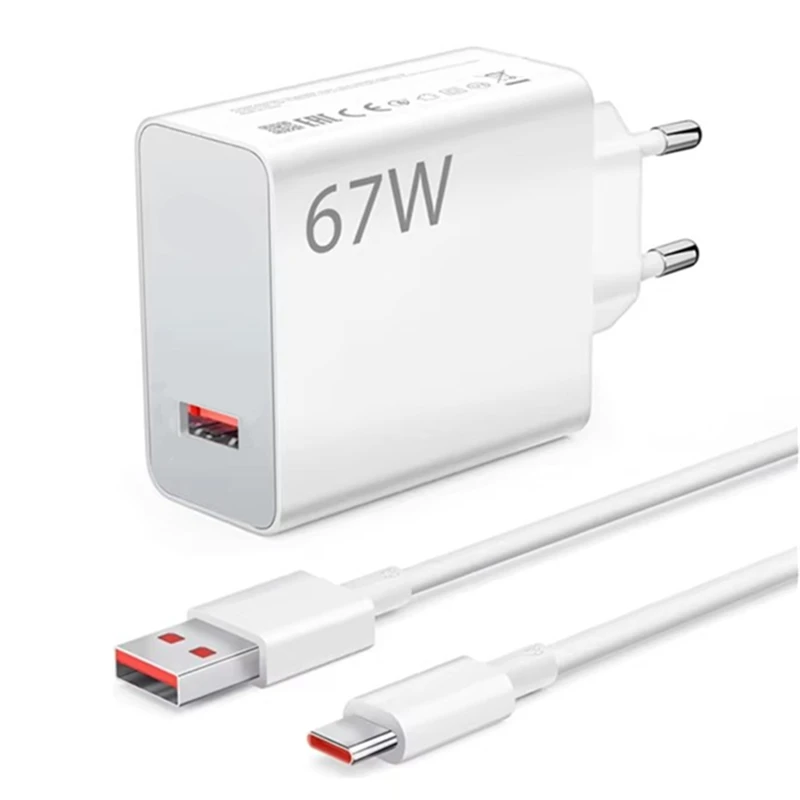 67W 6A Max Ultra Fast Charger for Xiaomi 10 11 12 13 14 15 Redmi Note 11 12 13 14 POCO X4 X5 X6 Type-C USB Turbo Charging Cable