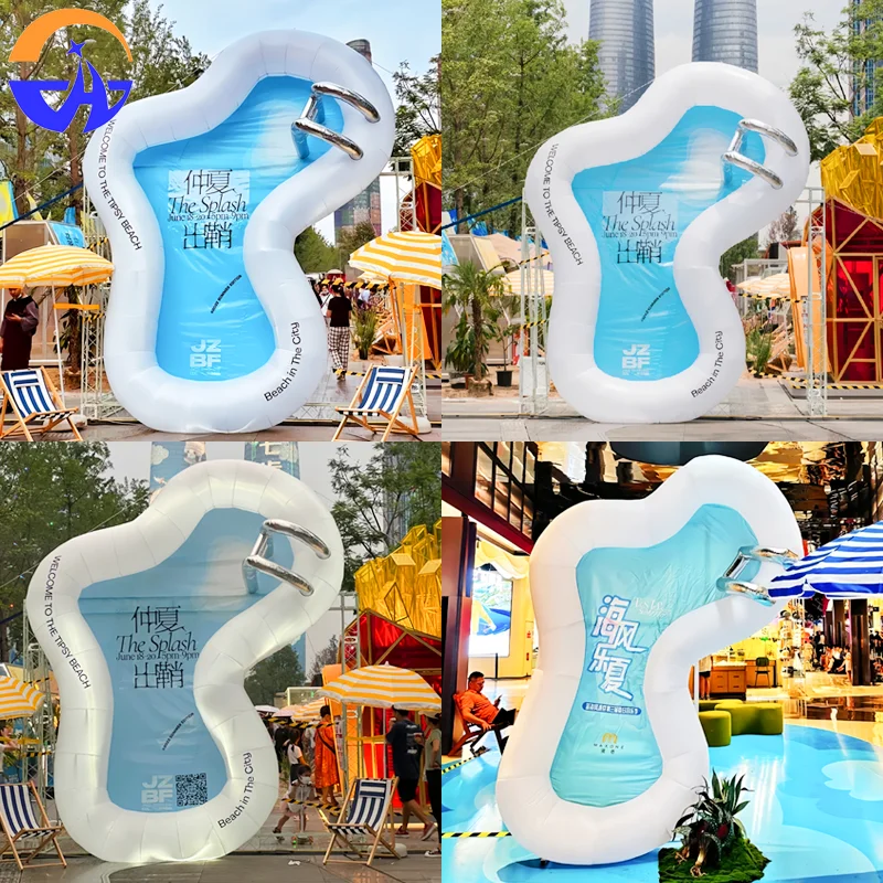 Piscina gonfiabile personalizzata: oggetti di scena promozionali e decorativi per attività in spiaggia al mare e parchi acquatici
