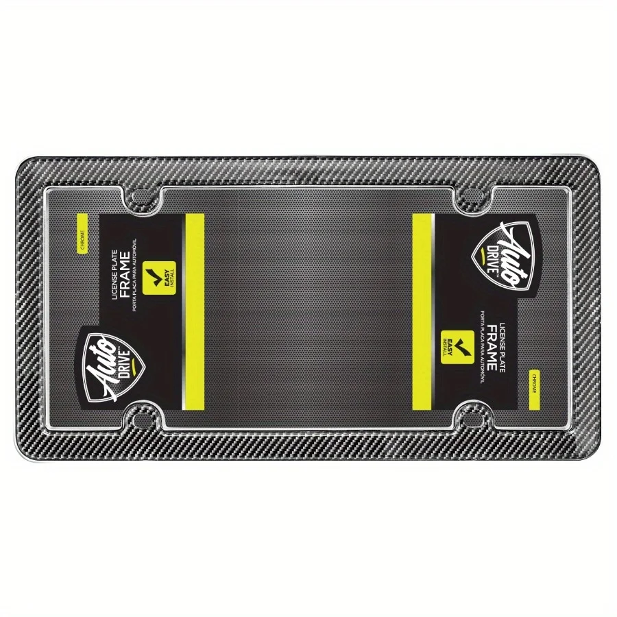 إطار لوحة ترخيص من ألياف الكربون باللون الأسود، قاعدة من سبائك الزنك الكروم