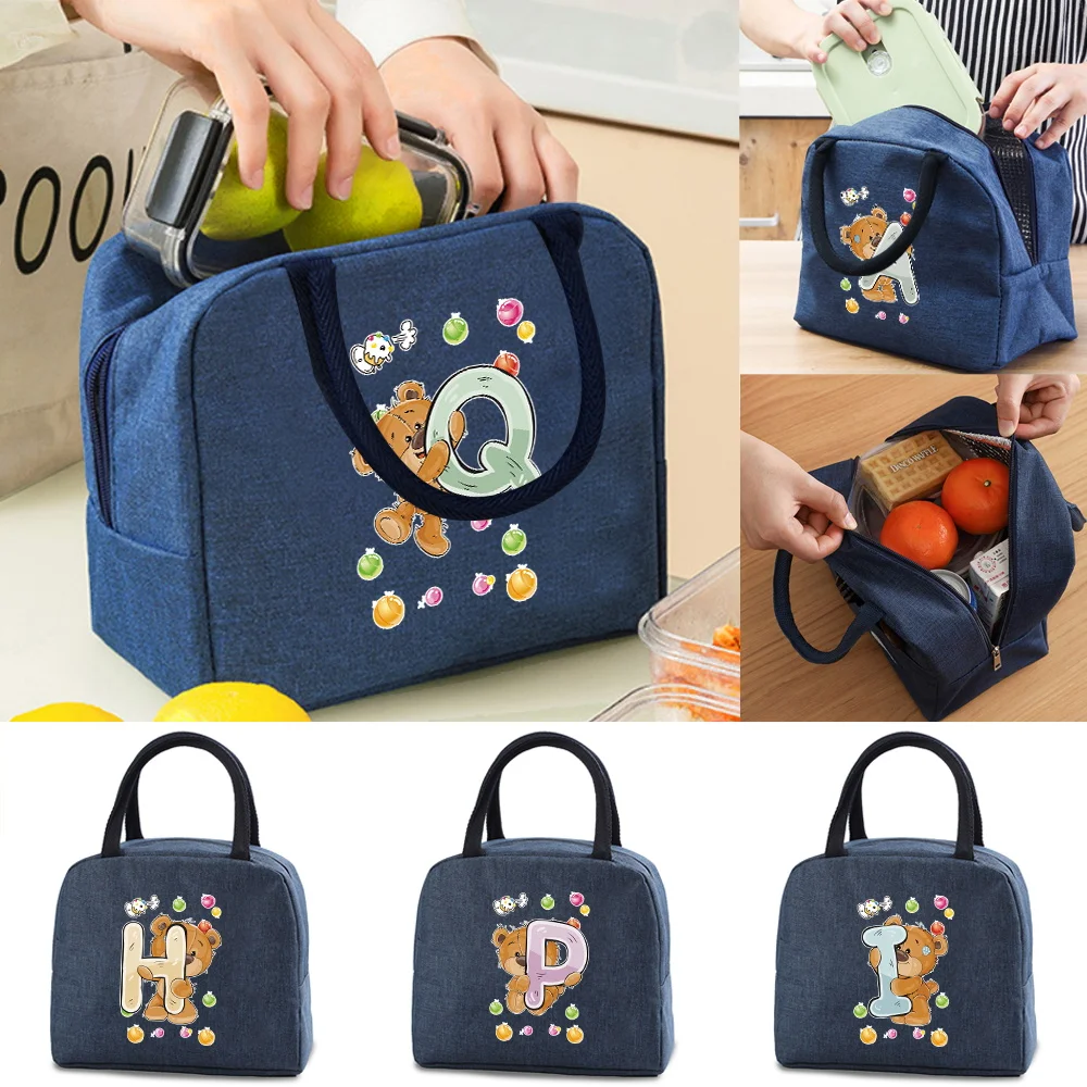 

Reusable Lunch Bag for Women Small Insulated Cooler Container Leakproof Lunch Tote Bags Cute Bear Pattern Thermal Dinner Bags