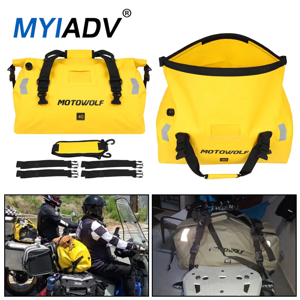 Universal Motorcycle Tail Bags 40L Waterproof Back Seat Bags Motorbike Scooter Camping Cycling Travel Dry Luggage Roll Pack Bag