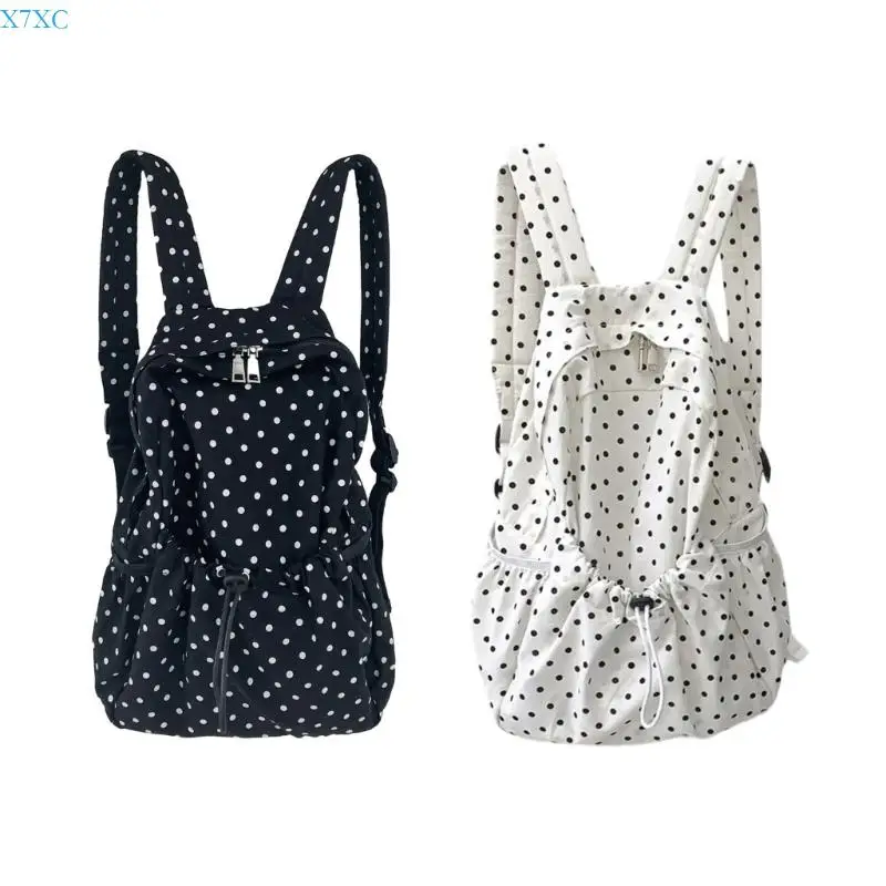 

X7XC Polkas Dot Backpacks Japanese Styles Casual Daypacks Student School Backpacks