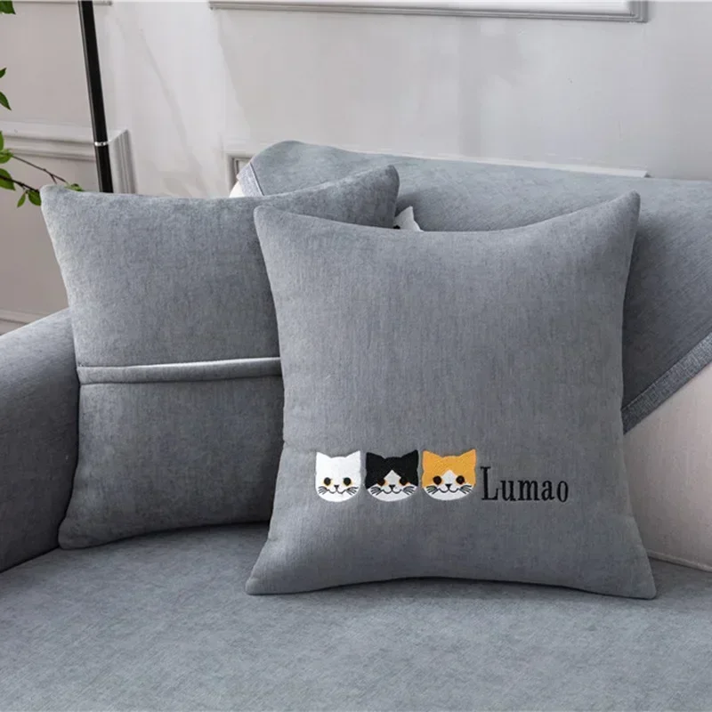 Nordic Cats Prints Sofa Cushion Mat Universal Non-slip Solid Color Sofa Slipcovers for Living Room L Shape Couch Towel Protector