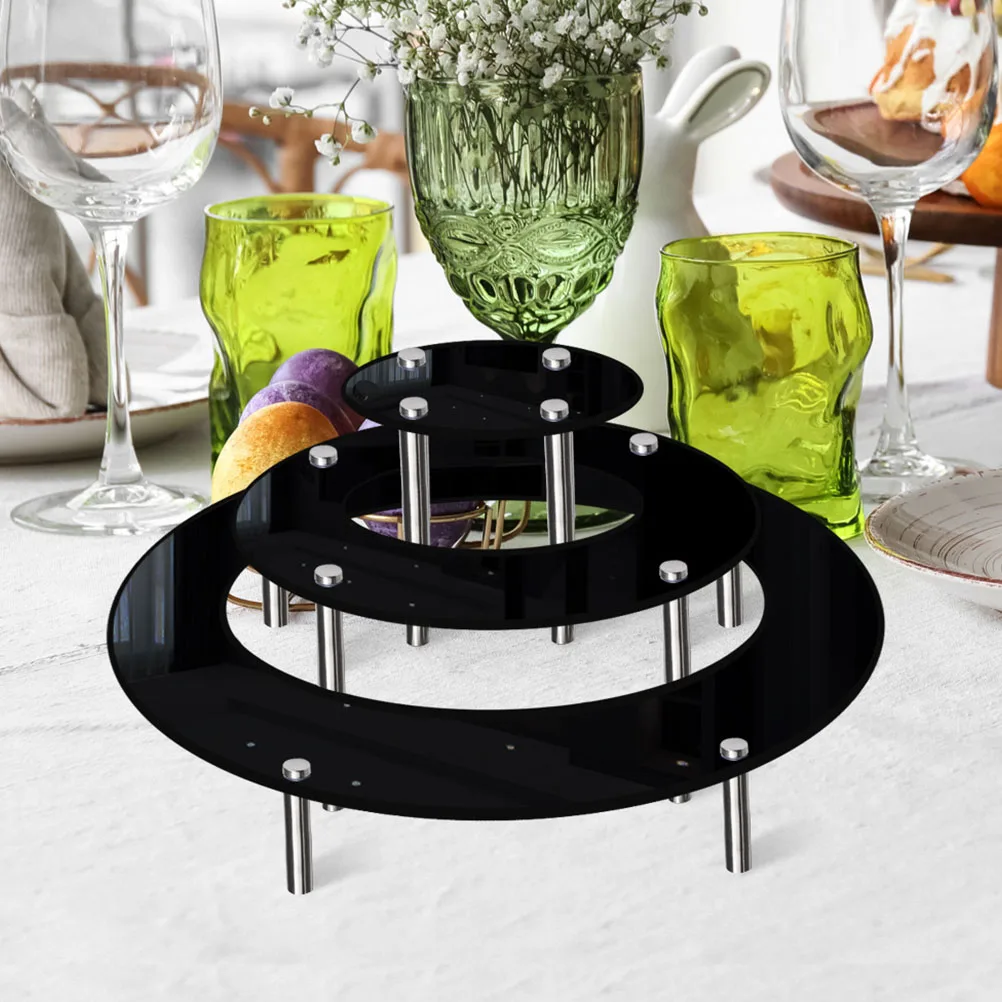 

3 Pcs Cake Stand Multi-layer Cupcake Display Risers Dessert Desktop Black Clear