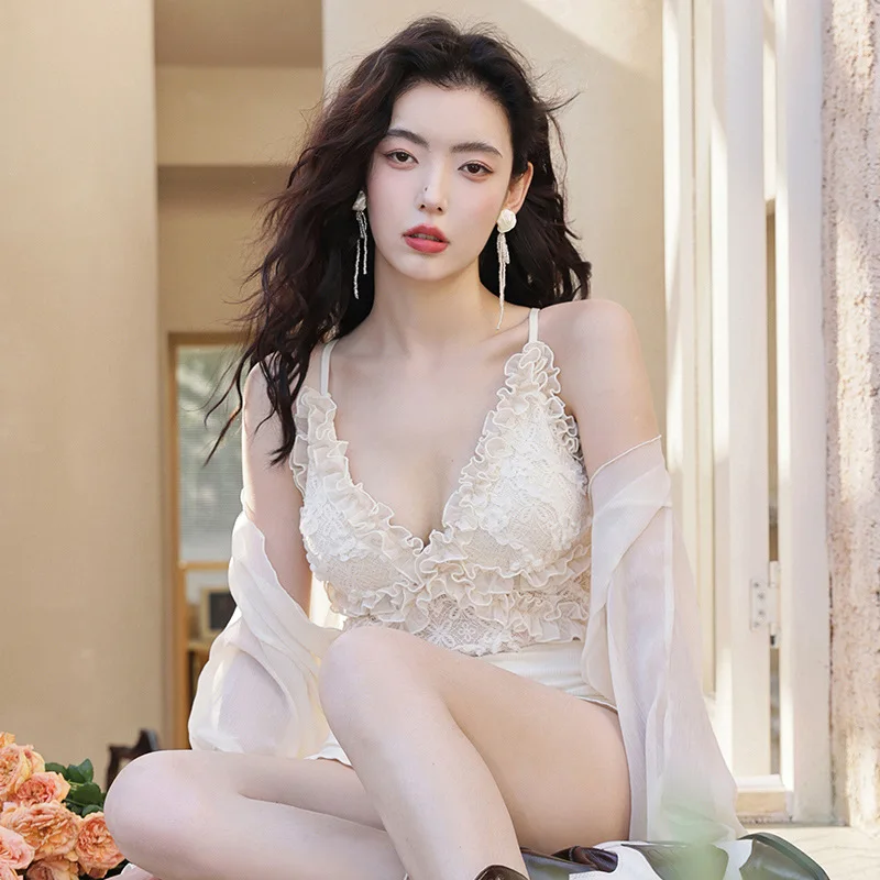 Wisuwore Korean 2023 New High Waist Small Fragrance two piece‘s Swimwear Women\'s Small Breast Set Hot Spring Fashion Swimwear