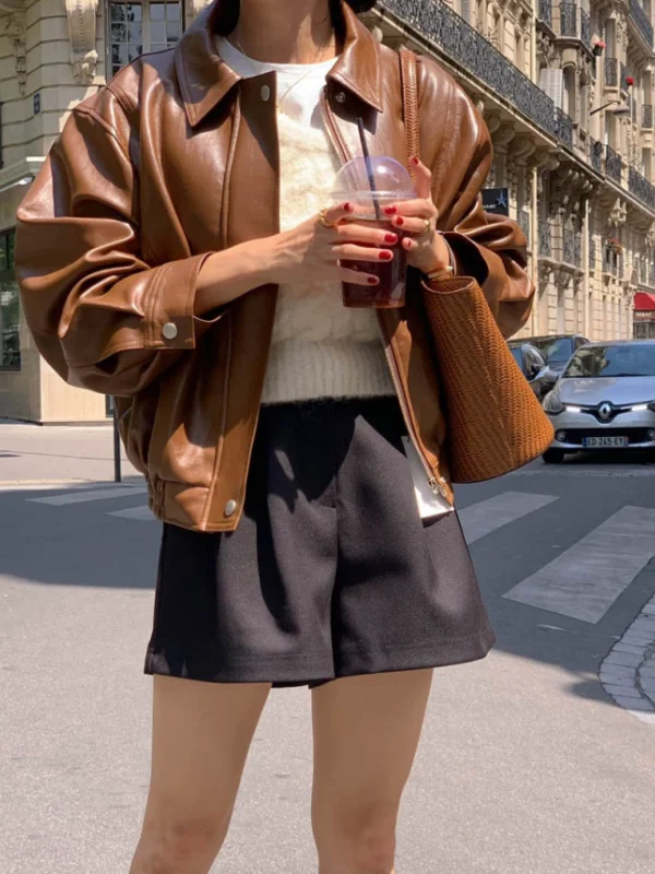 

Повседневное шикарное мотоциклетное пальто из искусственной кожи, женское модное универсальное пальто, повседневное длинное пальто на молнии