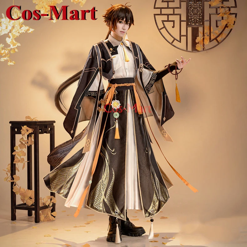 Cos-Mart Game Genshin Impact Zhongli Cosplay Costume Fahsion Handsome Ancient Uniforms Activity Party Role Play Clothing S-XL