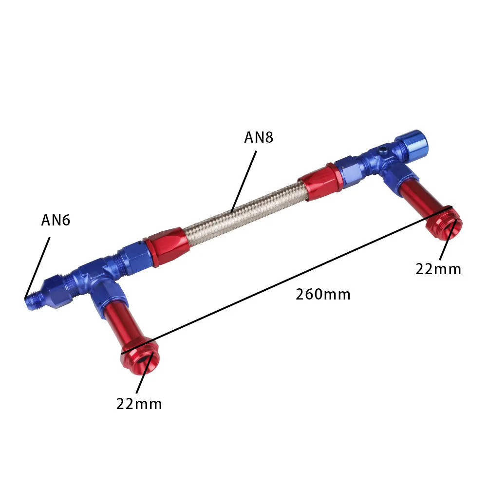 Dual Feed Line Kit for Holley 4150 Carburetor, Billet Aluminum Fuel Log with 2 Inlet, AN Fittings, 2/4 Outlet