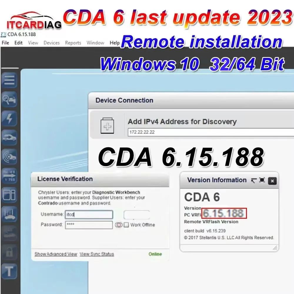 

CDA 6.15.188 CDA6 Engineering Software Scanner EDITING for DODGE/CHRYSLER/JEEP Support Win10 32/64 Bits Work with micropod 2