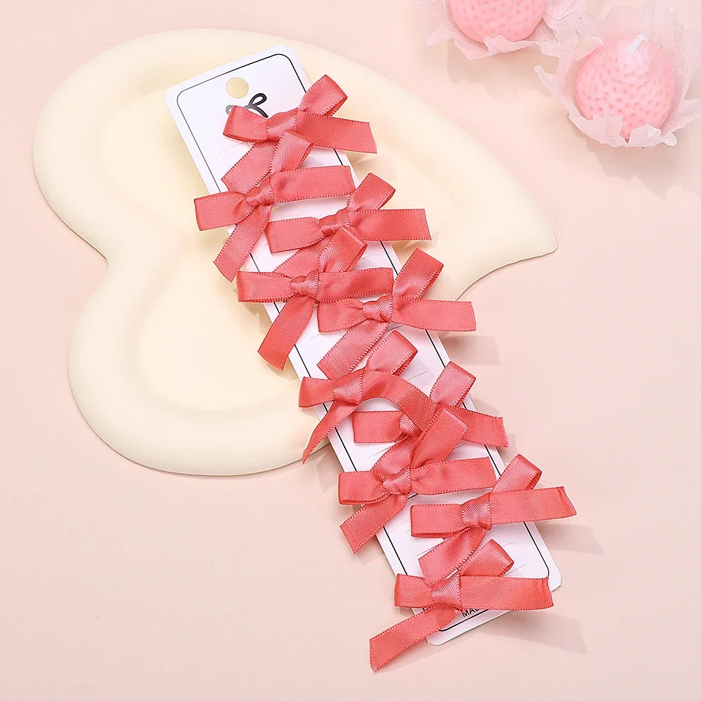 10Pcs/lot Cute Mini Bowknot Hair Clips Sweet Solid Color for Kids Girls Ballet Style Ribbon Braided Hair Accessories Hair Clips image 6