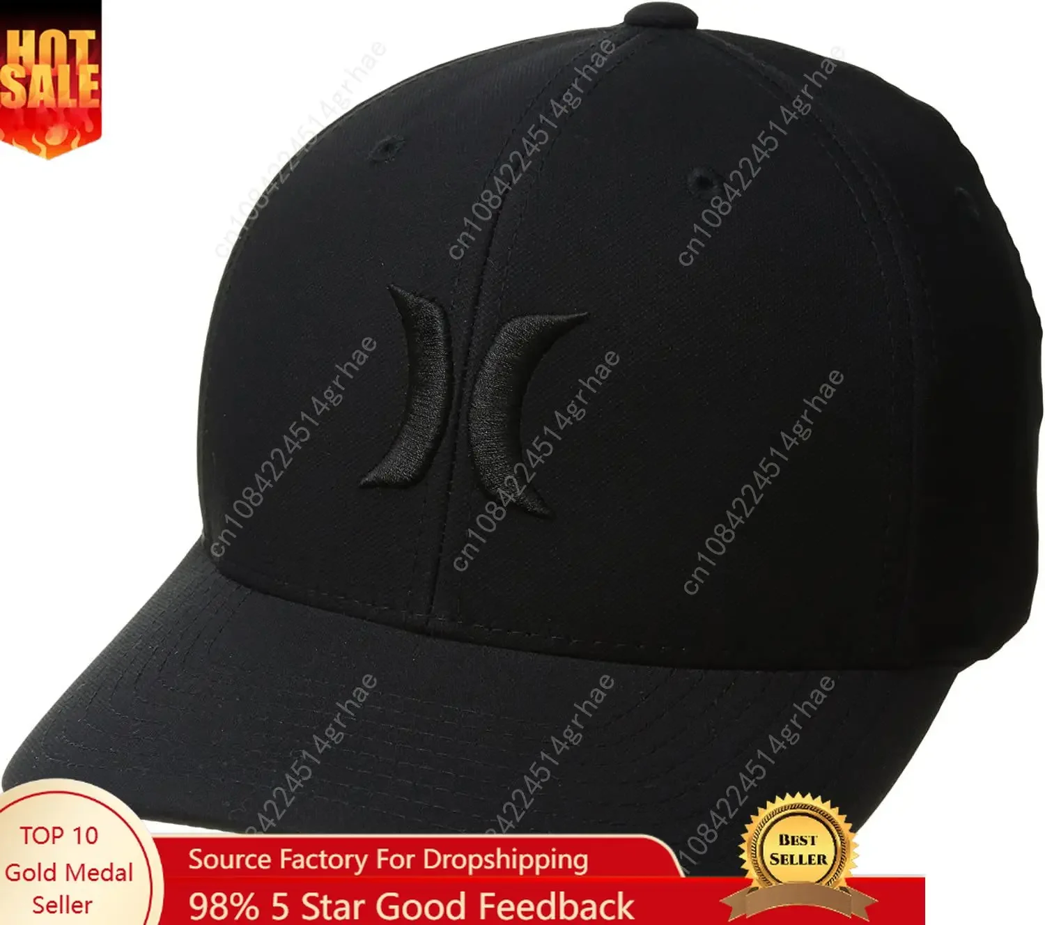 

H-Hurley Mens Baseball Cap - Curved Brim Flexfit Fitted Hats for Men