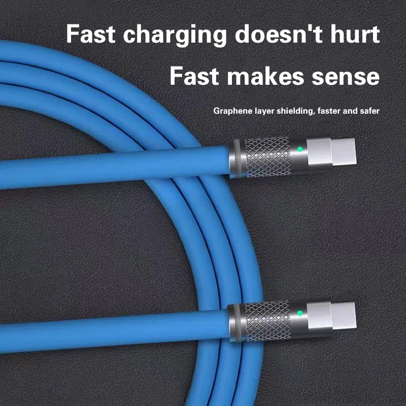 New 120W 6A Super Fast Charge PD Type C Liquid Silicone Cable 1M 2M Usb Cable C To C Charger Cable for Xiaomi Huawei IOS