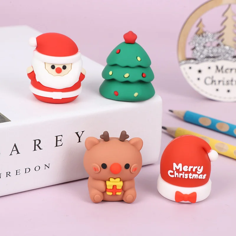 Cartoon Christmas Pencil Sharpener Pencil Cutting Tools School Supplies Student Stationery Classroom Teacher Rewards Gift