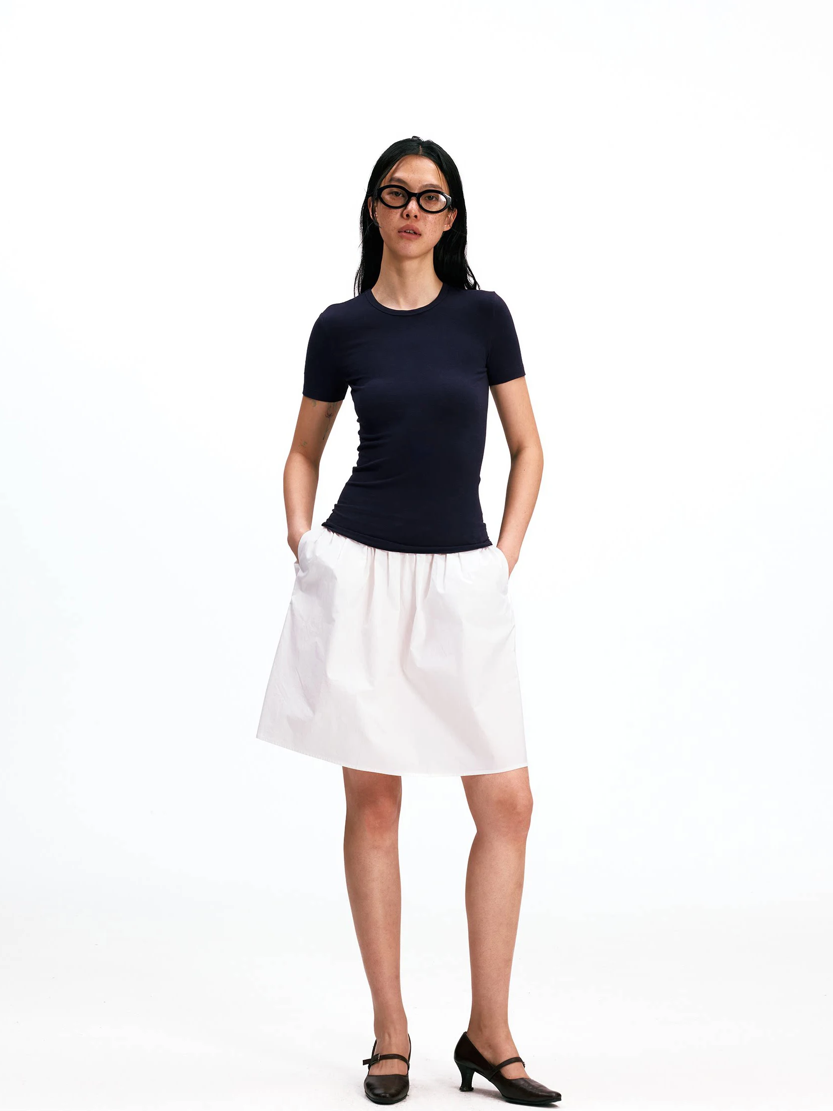 

Low Waist Pleated A-Line Skirt Women's Summer Lazy Style Casual Elastic Waist Half Body Skirt Slimming Versatile Trendy