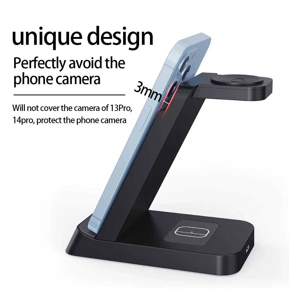 VIKEFON 30W 3 in 1 Wireless Charger Stand For iPhone 15 14 13 12 Samsung Apple Watch Airpods IWatch Fast Charging Dock Station