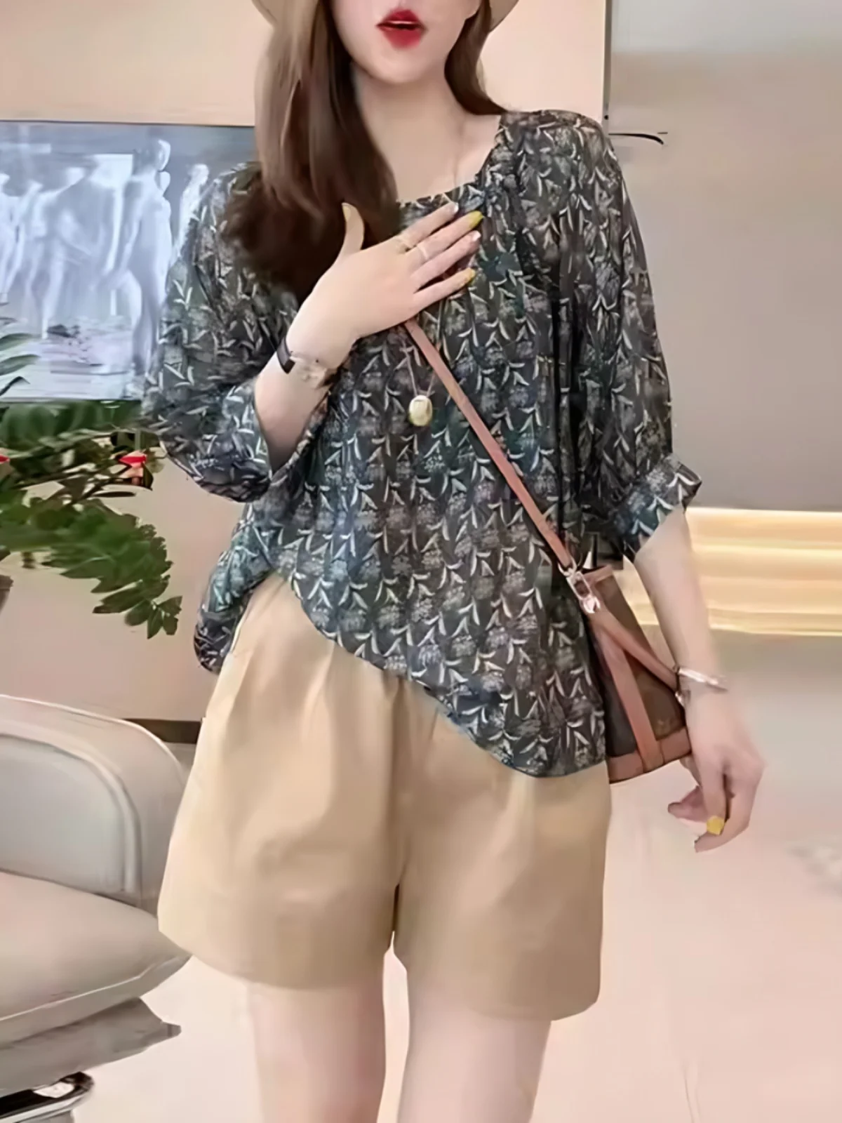 

Floral Print Loose Lightweight ort Sve irt And orts Two Piece Set Summer Faionable Casual Women's Clothing