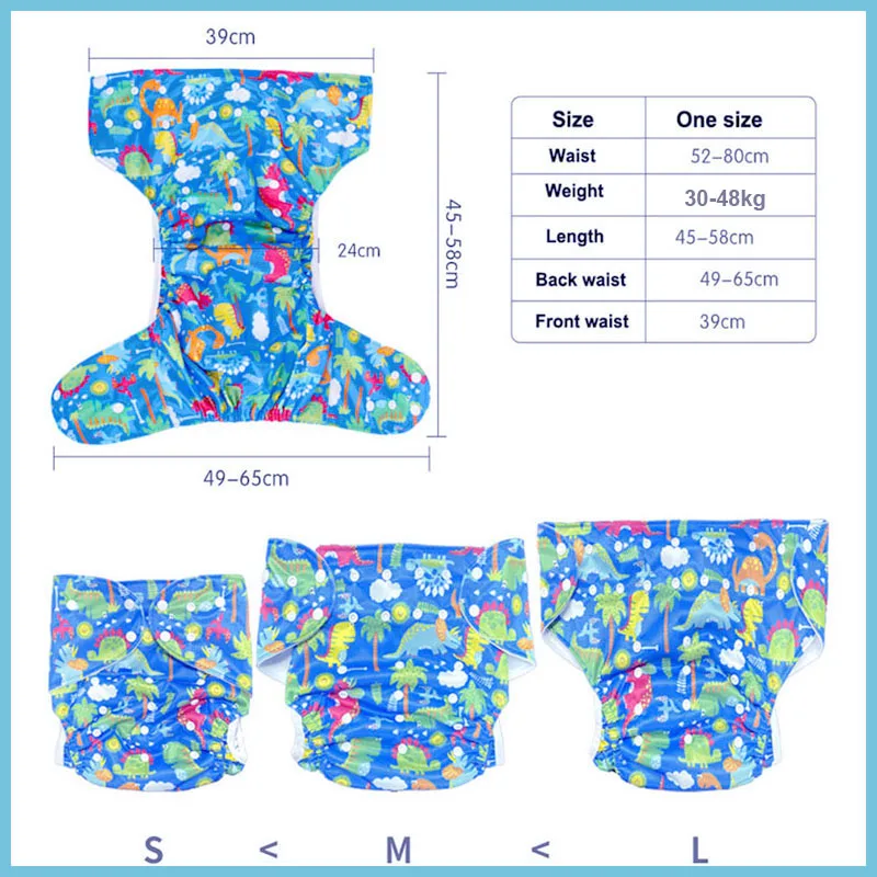 Washable Reusable Children Cloth Diaper Ecological Adjustable Real Pocket Nappy Fit 30-48KG 66lbs-105lbs