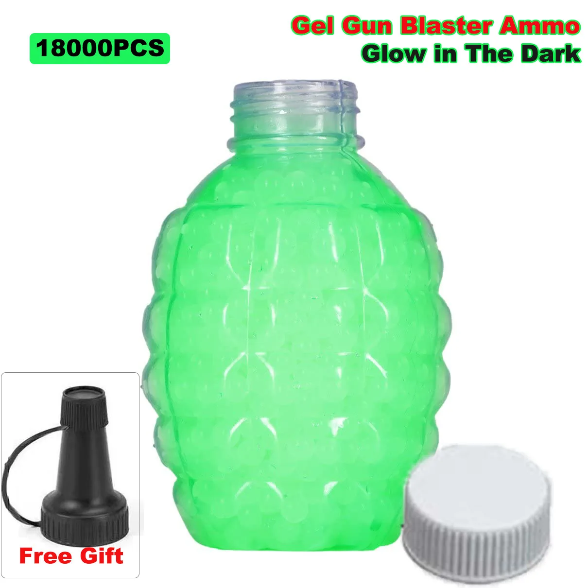 18000 Pcs Water Luminous Beads Refill Ammo Glow in The Dark Gel Balls Fluorescence Green Splatter Gel Ammo Water Based Gel Balls