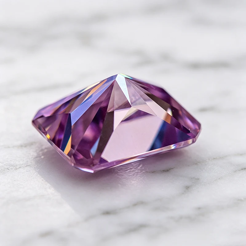 Moissanit-Stein im Radiantschliff, Hellviolett, Edelstein für DIY-Schmuckherstellung, Besteht Diamanttester mit Zertifikat – Detail 2