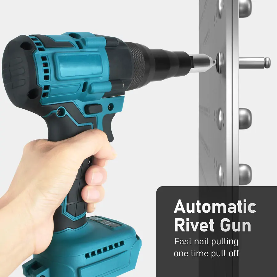 Electric Rivet Gun Rechargeable Lithium-ion Riveting Machine Aluminium Alloy Automatic Rivet Gun (without Battery)